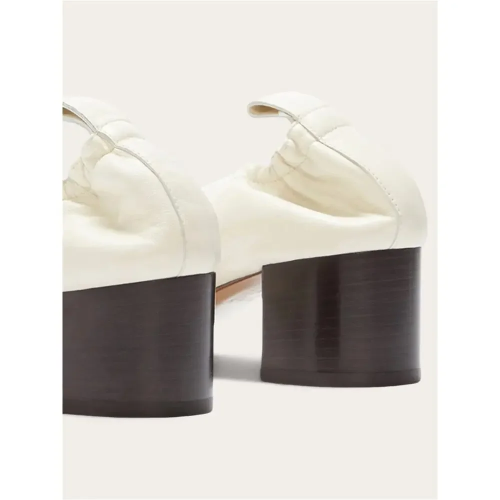 Everlane The Day Heel Bone Leather Block Heel Slip On Size 7.5 Sustainable NWOB - Picture 4 of 9